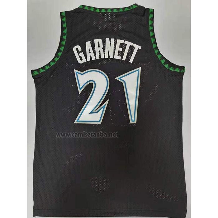 Camiseta Minnesota Timberwolves Kevin Garnett #21 Hardwood Classics Throwback Negro